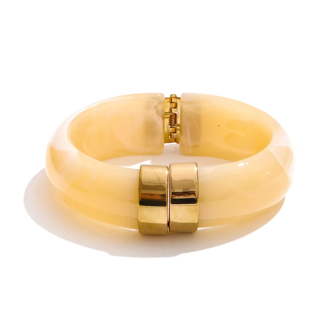 Yhpup Bold Acrylic Cuff Bracelet with Gold-Tone Finish - Image 33