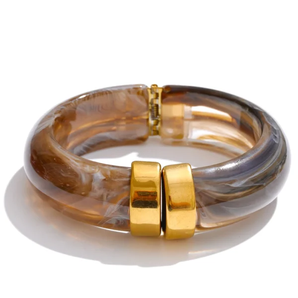 Yhpup Bold Acrylic Cuff Bracelet with Gold-Tone Finish