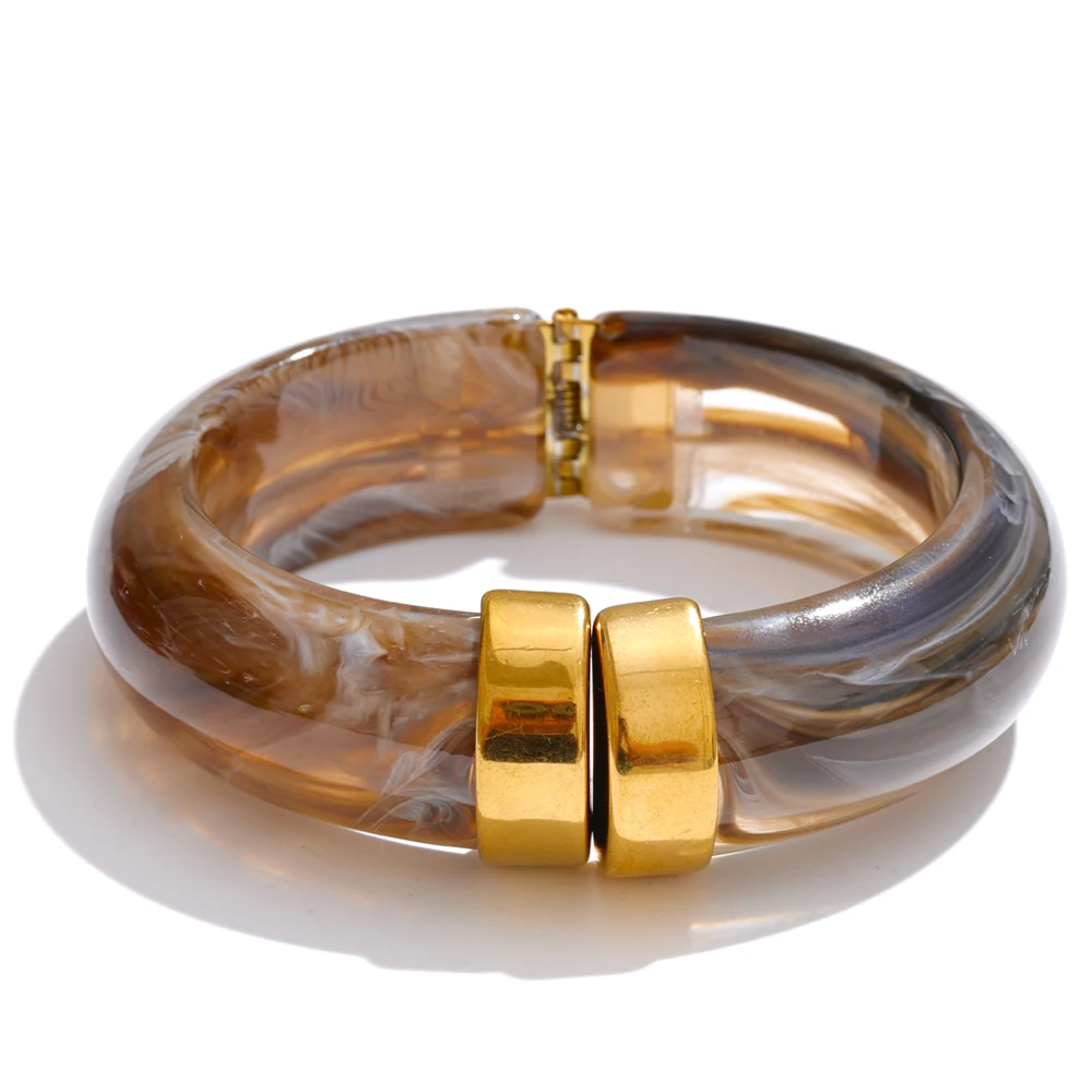 Yhpup Bold Acrylic Cuff Bracelet with Gold-Tone Finish - Image 16