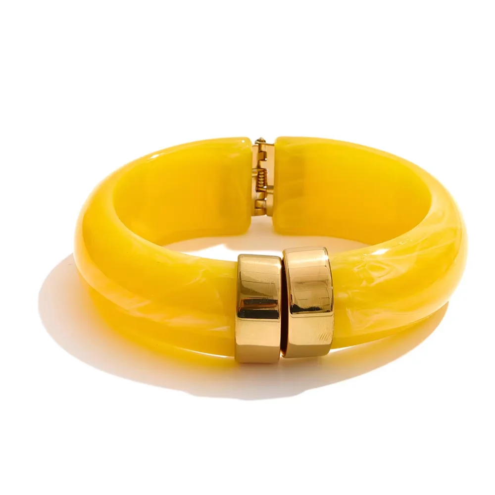 Yhpup Bold Acrylic Cuff Bracelet with Gold-Tone Finish - Image 29