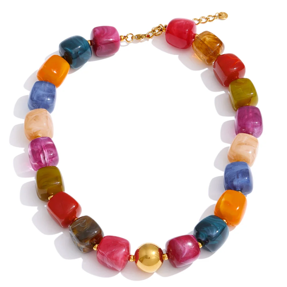 Yhpup Sculpted Amber: Waterproof Square-Bead Jewelry - Image 8