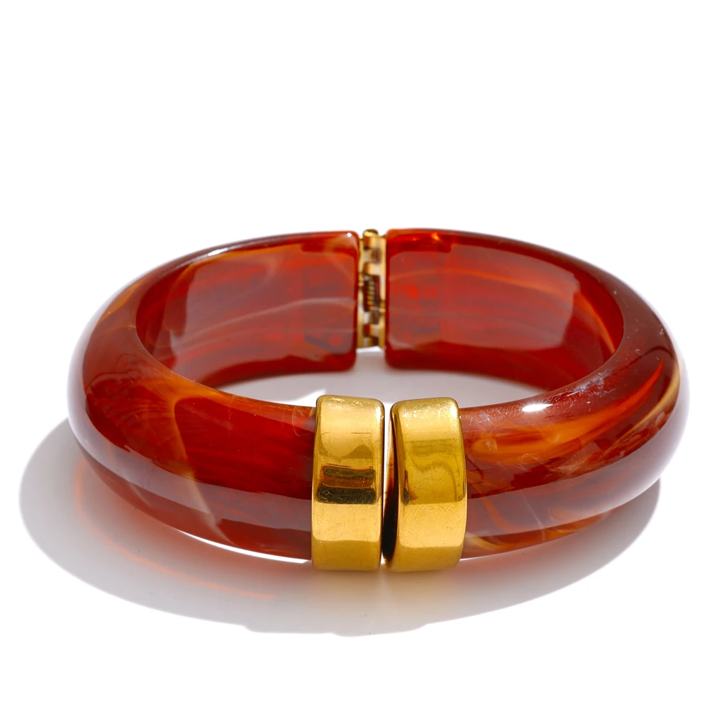 Yhpup Bold Acrylic Cuff Bracelet with Gold-Tone Finish - Image 17
