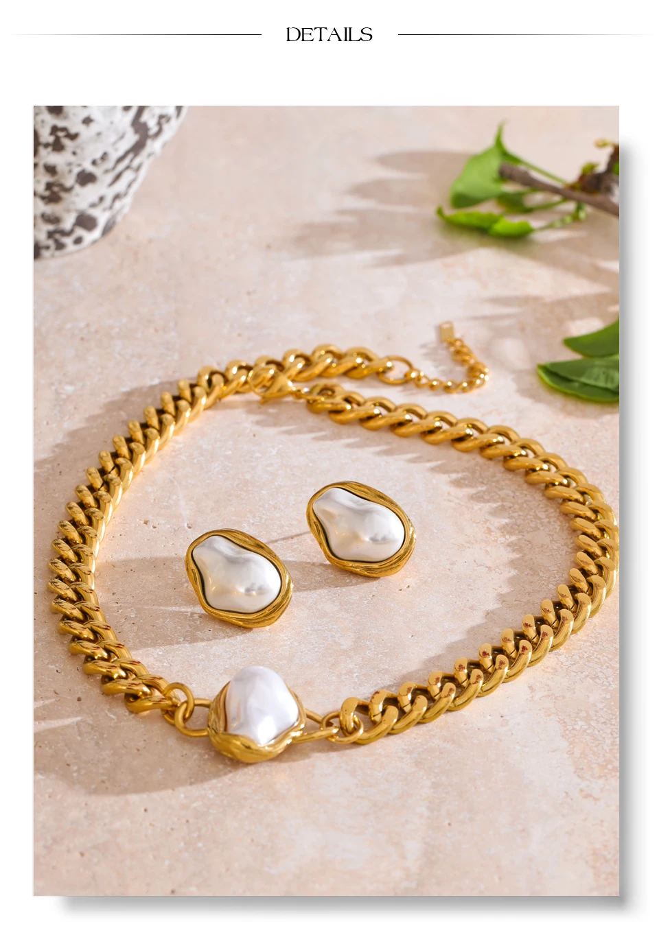 Yhpup Baroque Simulated Pearl Cuban Necklace and Earrings Set - Image 18