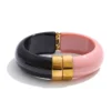 Yhpup Bold Acrylic Cuff Bracelet with Gold-Tone Finish