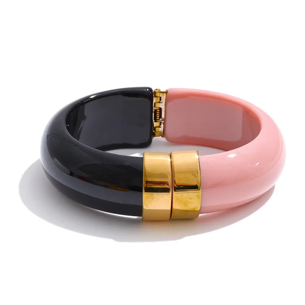 Yhpup Bold Acrylic Cuff Bracelet with Gold-Tone Finish - Image 12