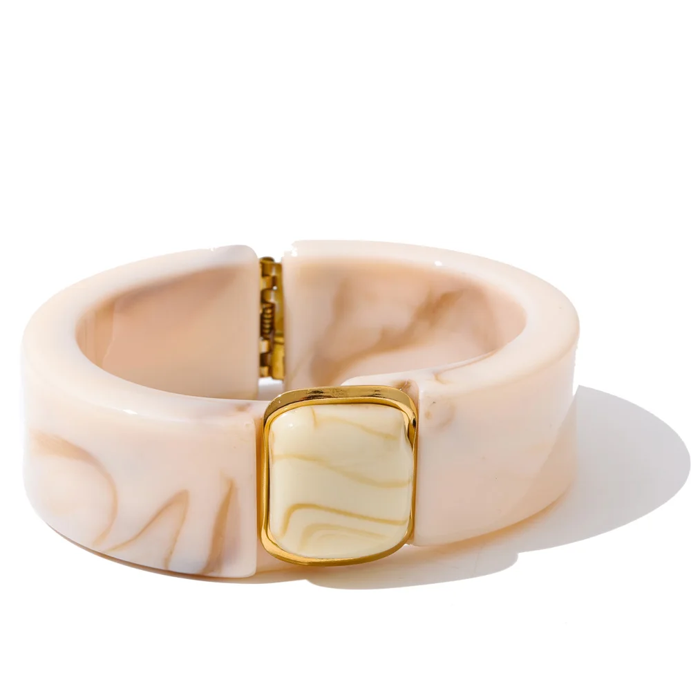 Yhpup Bold Acrylic Cuff Bracelet with Gold-Tone Finish - Image 10
