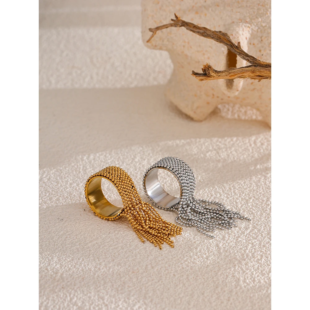 Aura Gold Tassel Ring – 18K PVD Plated Stainless Steel - Image 3