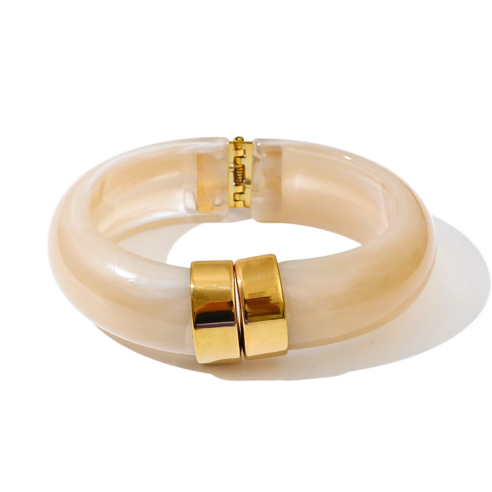 Yhpup Bold Acrylic Cuff Bracelet with Gold-Tone Finish - Image 24