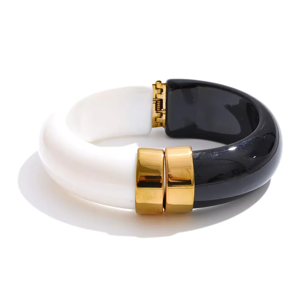 Yhpup Bold Acrylic Cuff Bracelet with Gold-Tone Finish - Image 30