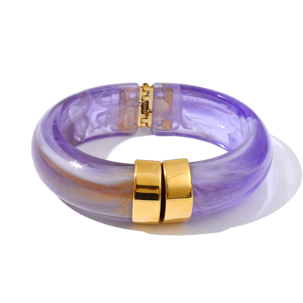 Yhpup Bold Acrylic Cuff Bracelet with Gold-Tone Finish - Image 20