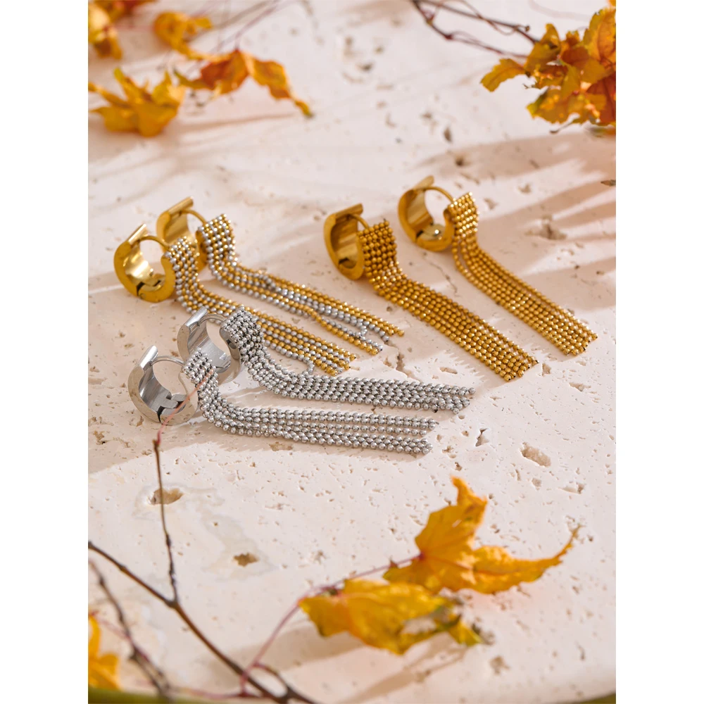 Elegant Yhpup Waterfall Tassel Dangle Earrings - Image 2