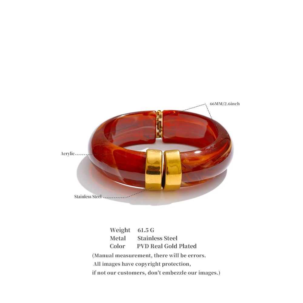Yhpup Bold Acrylic Cuff Bracelet with Gold-Tone Finish - Image 36