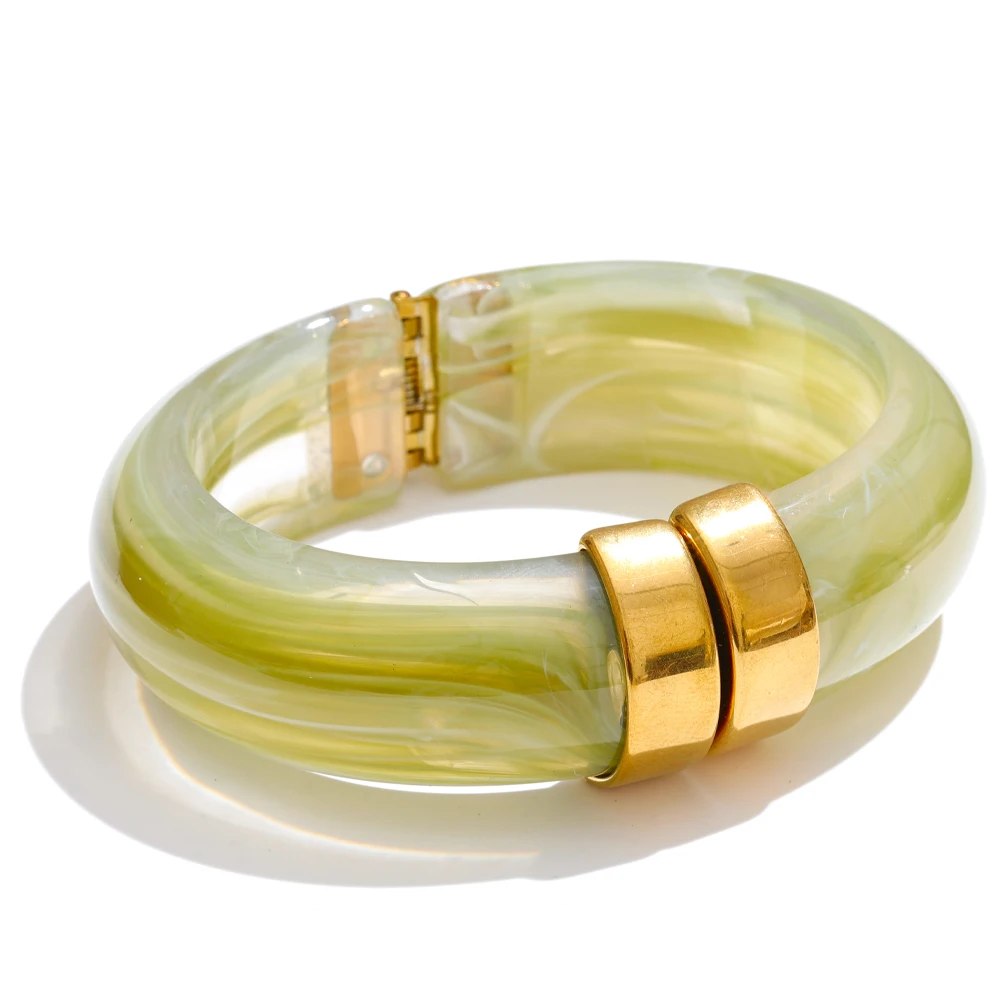Yhpup Bold Acrylic Cuff Bracelet with Gold-Tone Finish - Image 18