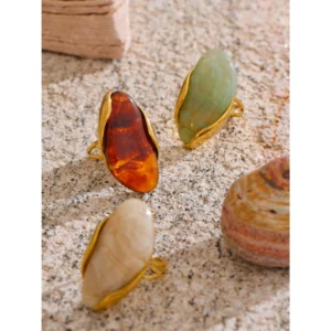 Yhpup Elegant Geometric Resin Statement Ring