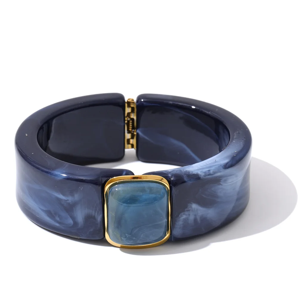 Yhpup Bold Acrylic Cuff Bracelet with Gold-Tone Finish - Image 8