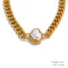 Yhpup Baroque Simulated Pearl Cuban Necklace and Earrings Set