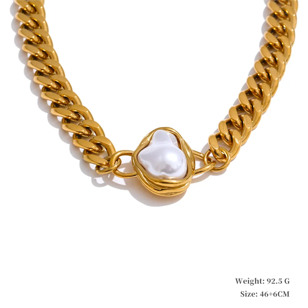 Yhpup Baroque Simulated Pearl Cuban Necklace and Earrings Set - Image 10