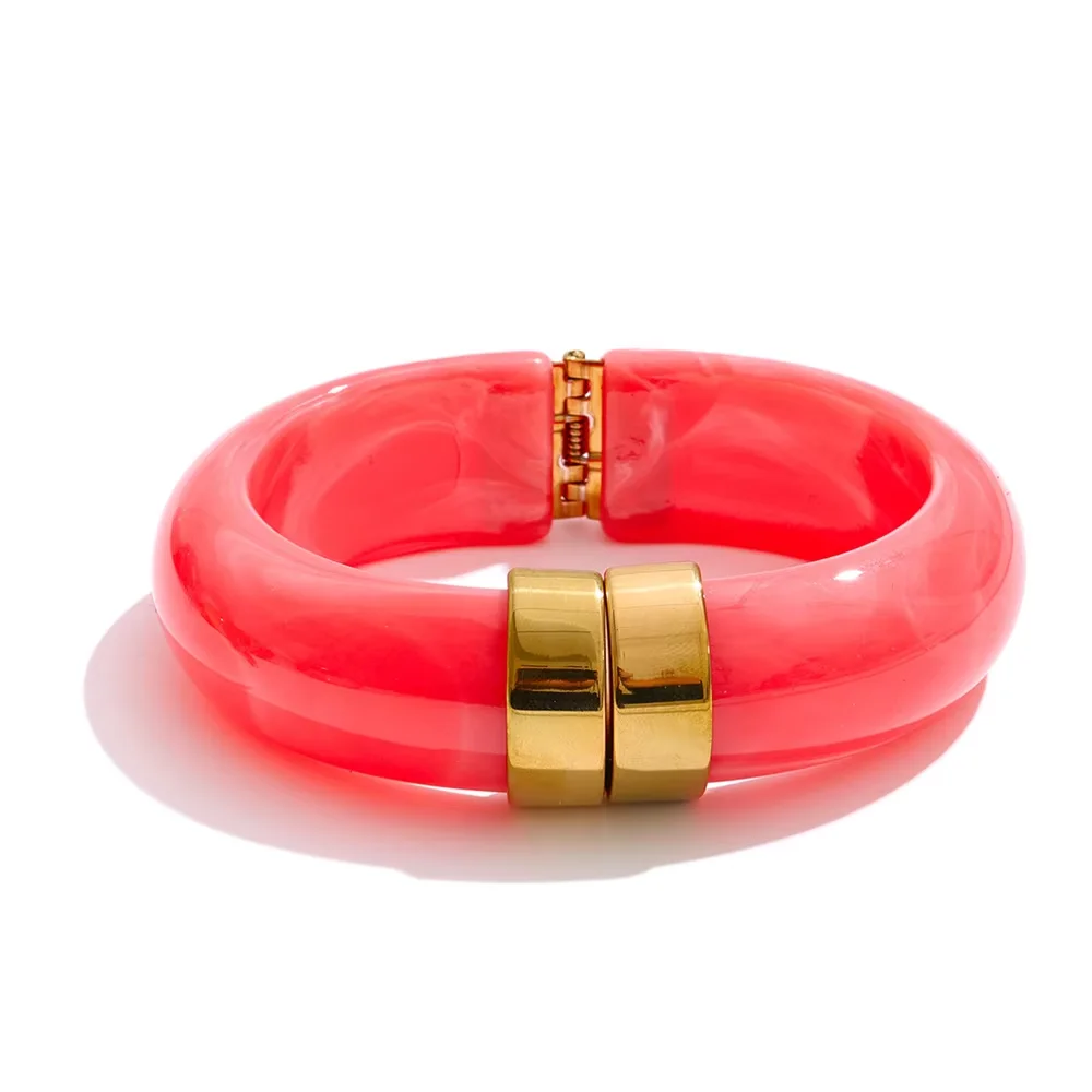 Yhpup Bold Acrylic Cuff Bracelet with Gold-Tone Finish - Image 32
