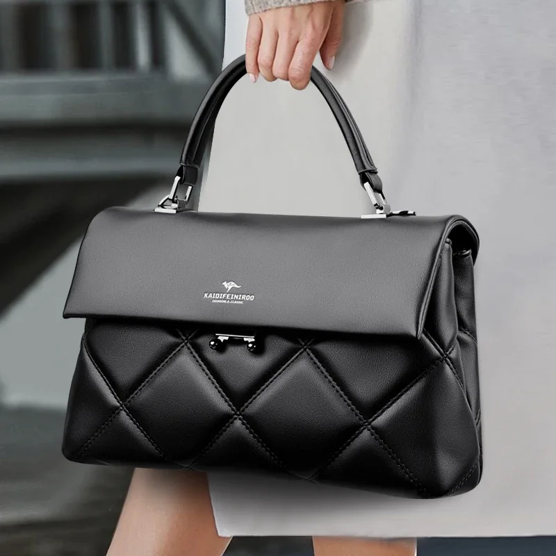 Luxury Quilted Leather Top-Handle Bag