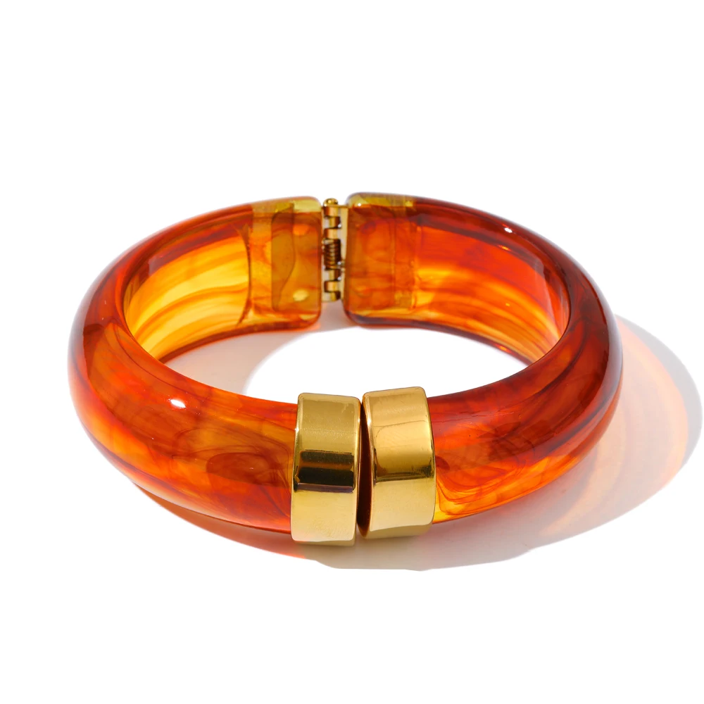 Yhpup Bold Acrylic Cuff Bracelet with Gold-Tone Finish - Image 26