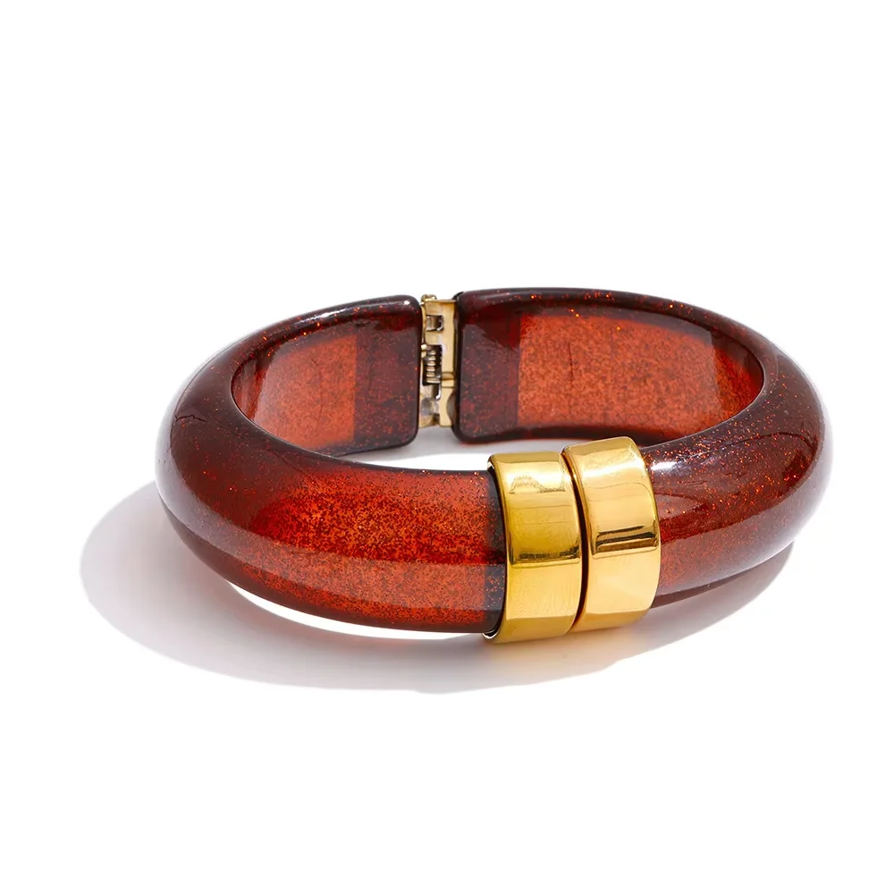 Yhpup Bold Acrylic Cuff Bracelet with Gold-Tone Finish - Image 35