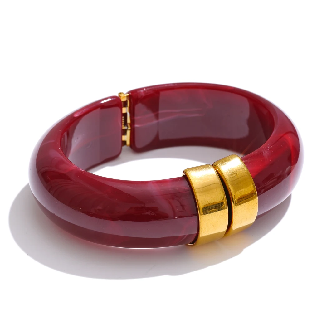 Yhpup Bold Acrylic Cuff Bracelet with Gold-Tone Finish - Image 6