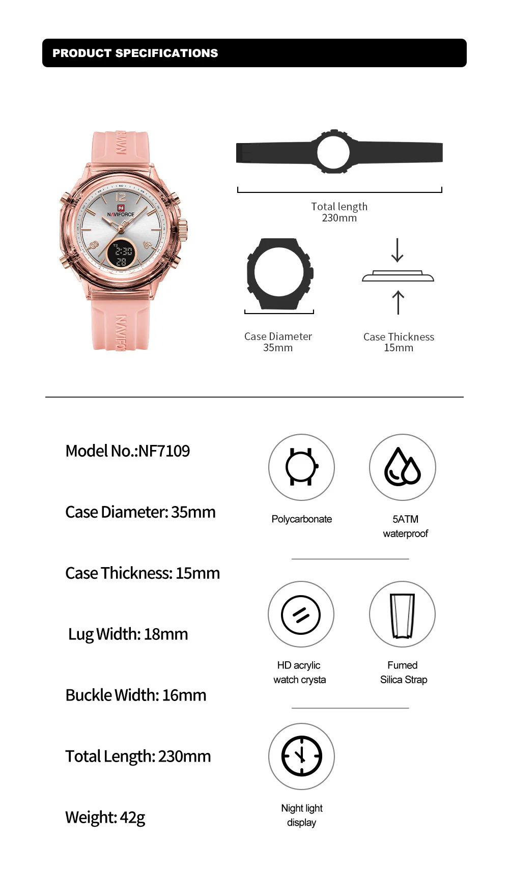 NAVIFORCE Elegant Dual-Display Ladies Sport Watch - Image 21