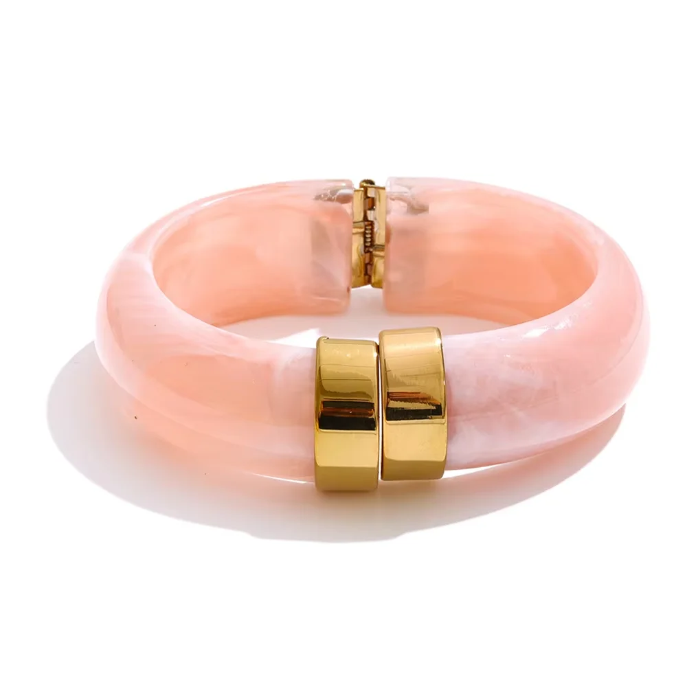 Yhpup Bold Acrylic Cuff Bracelet with Gold-Tone Finish - Image 28