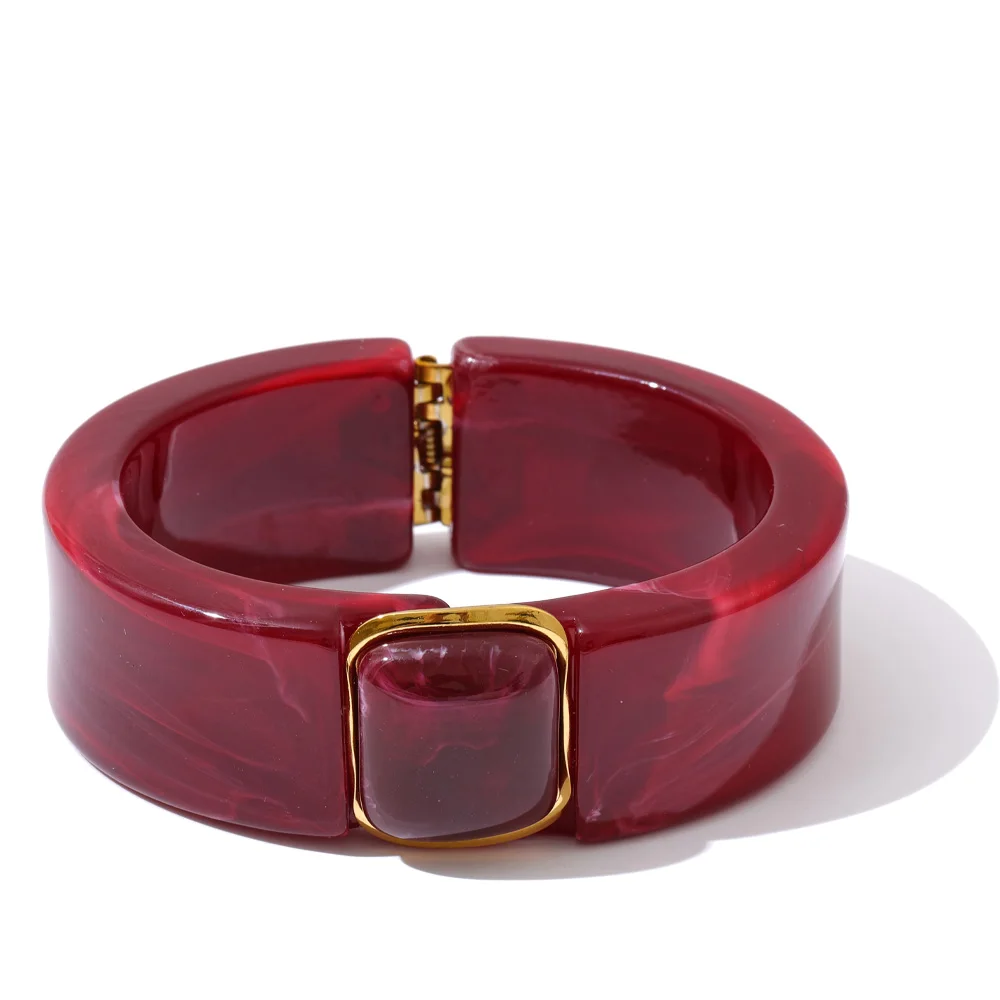 Yhpup Bold Acrylic Cuff Bracelet with Gold-Tone Finish - Image 7