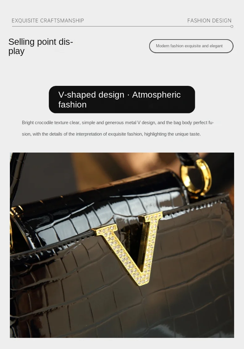 Modern Crocodile Pattern Luxe Shell Crossbody - Image 12