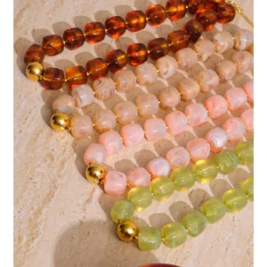 Yhpup Sculpted Amber: Waterproof Square-Bead Jewelry