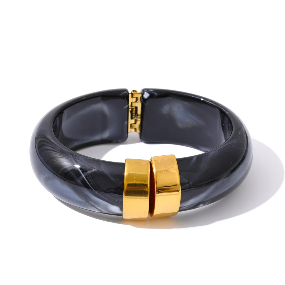 Yhpup Bold Acrylic Cuff Bracelet with Gold-Tone Finish - Image 25