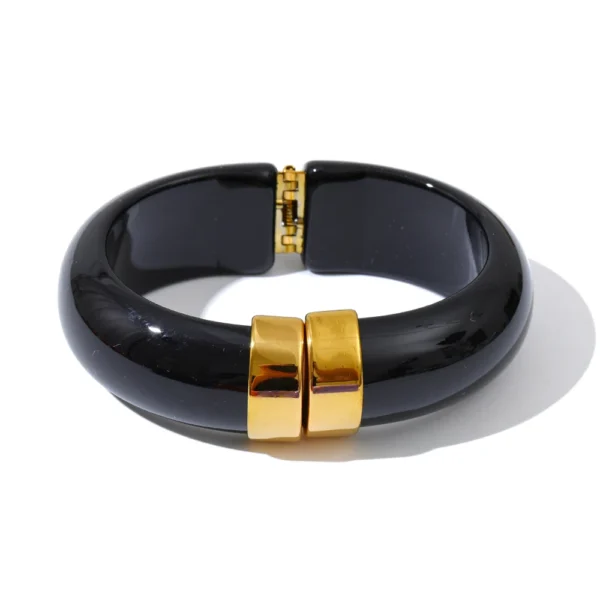 Yhpup Bold Acrylic Cuff Bracelet with Gold-Tone Finish