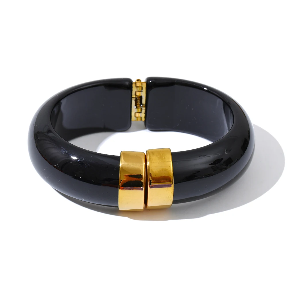 Yhpup Bold Acrylic Cuff Bracelet with Gold-Tone Finish - Image 21
