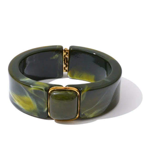 Yhpup Bold Acrylic Cuff Bracelet with Gold-Tone Finish