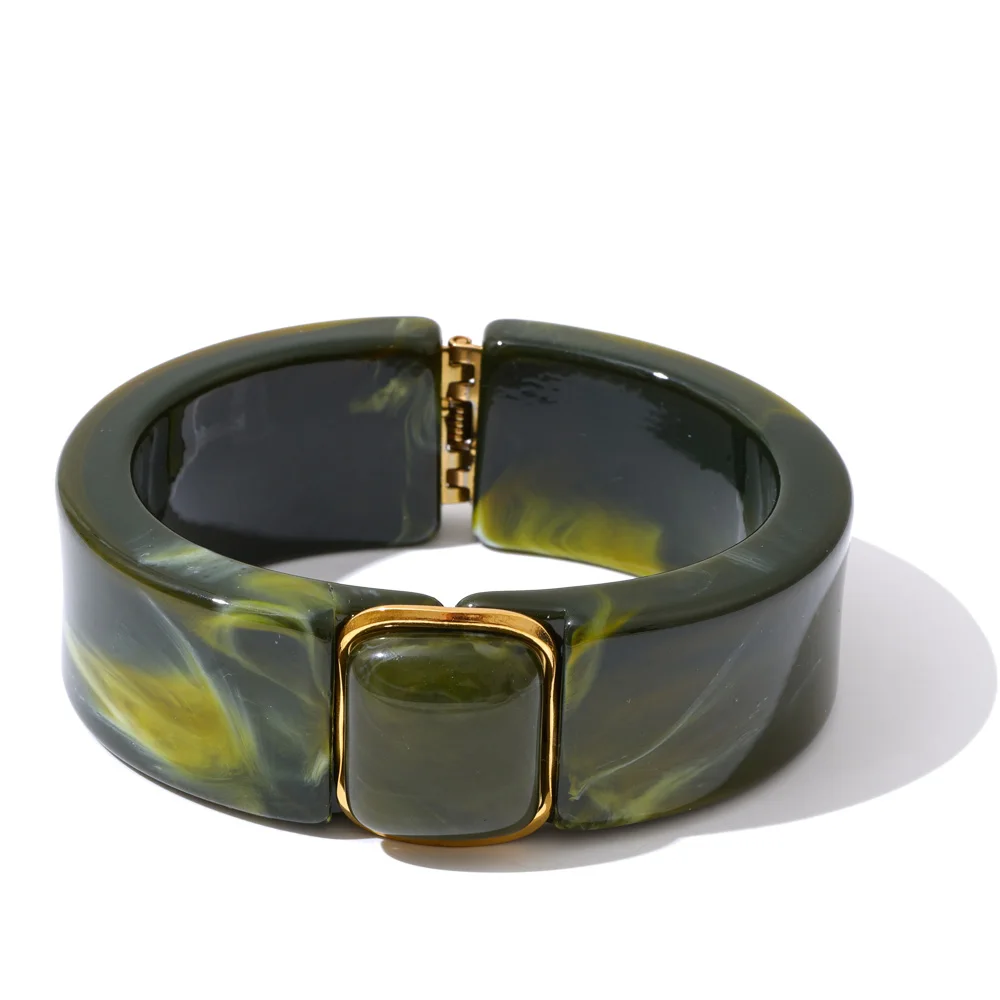Yhpup Bold Acrylic Cuff Bracelet with Gold-Tone Finish - Image 14