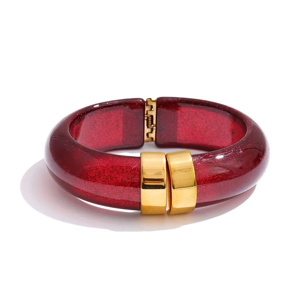 Yhpup Bold Acrylic Cuff Bracelet with Gold-Tone Finish - Image 34