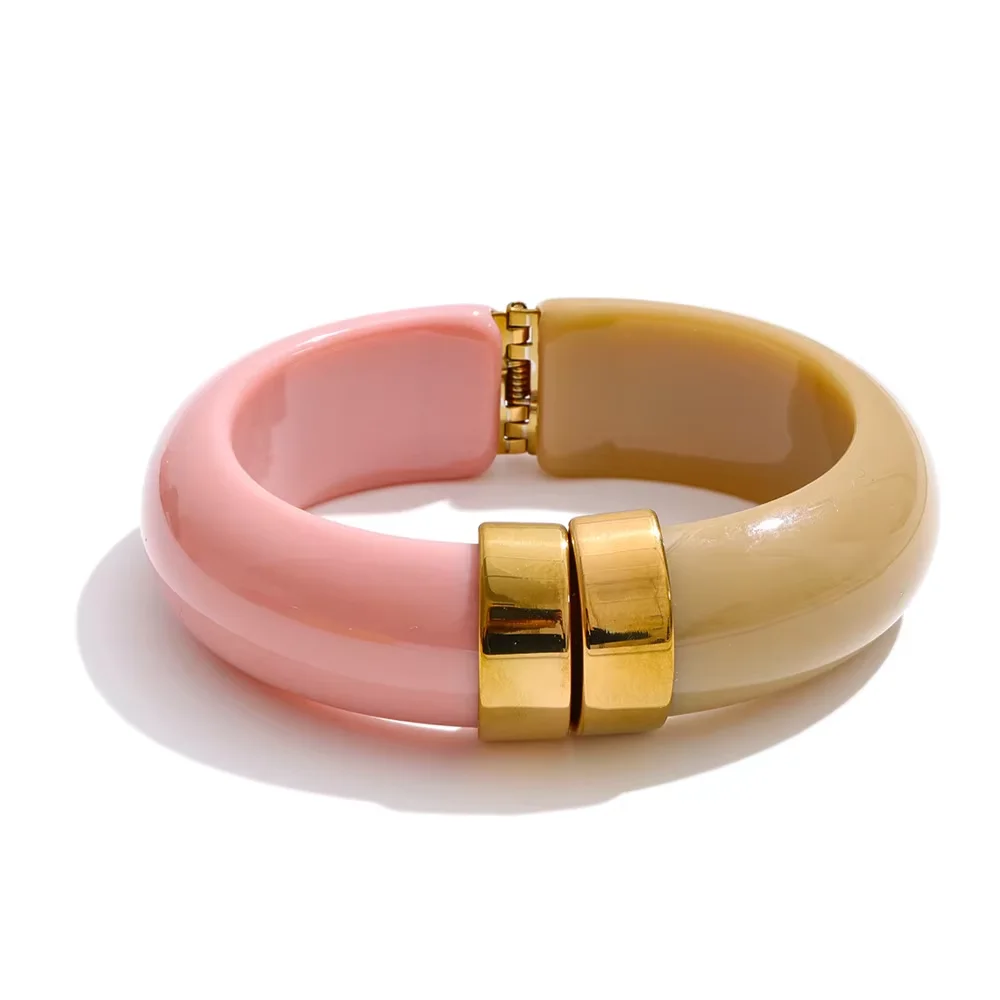 Yhpup Bold Acrylic Cuff Bracelet with Gold-Tone Finish - Image 27
