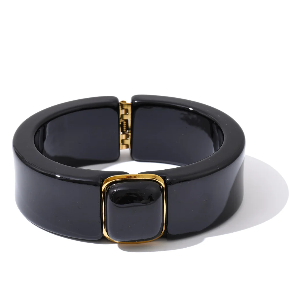 Yhpup Bold Acrylic Cuff Bracelet with Gold-Tone Finish - Image 9