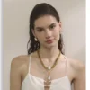 Yhpup Baroque Simulated Pearl Cuban Necklace and Earrings Set