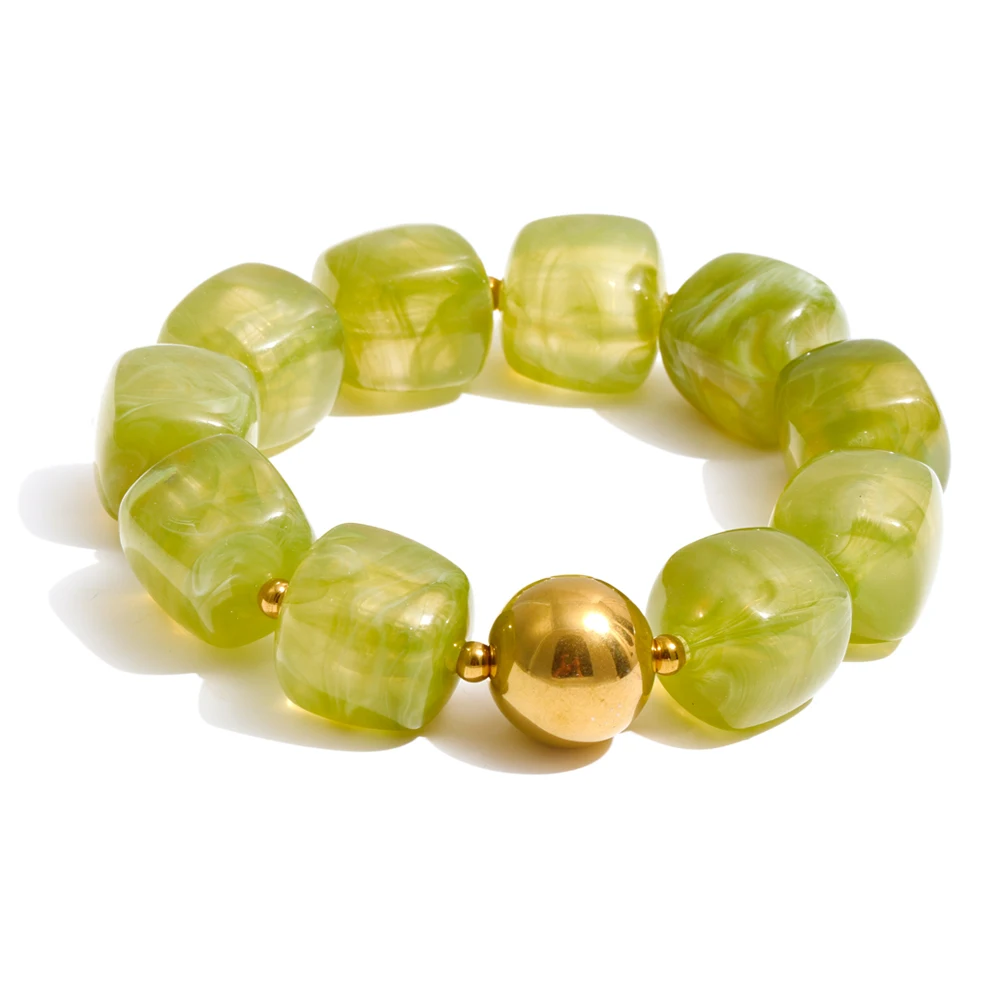 Yhpup Sculpted Amber: Waterproof Square-Bead Jewelry - Image 28