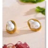 Yhpup Baroque Simulated Pearl Cuban Necklace and Earrings Set