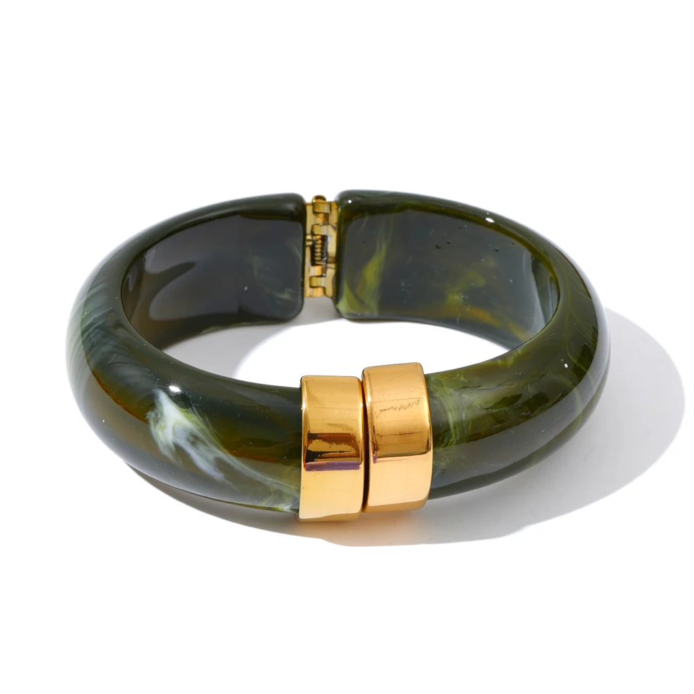 Yhpup Bold Acrylic Cuff Bracelet with Gold-Tone Finish - Image 22
