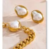 Yhpup Baroque Simulated Pearl Cuban Necklace and Earrings Set