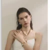 Yhpup Baroque Simulated Pearl Cuban Necklace and Earrings Set