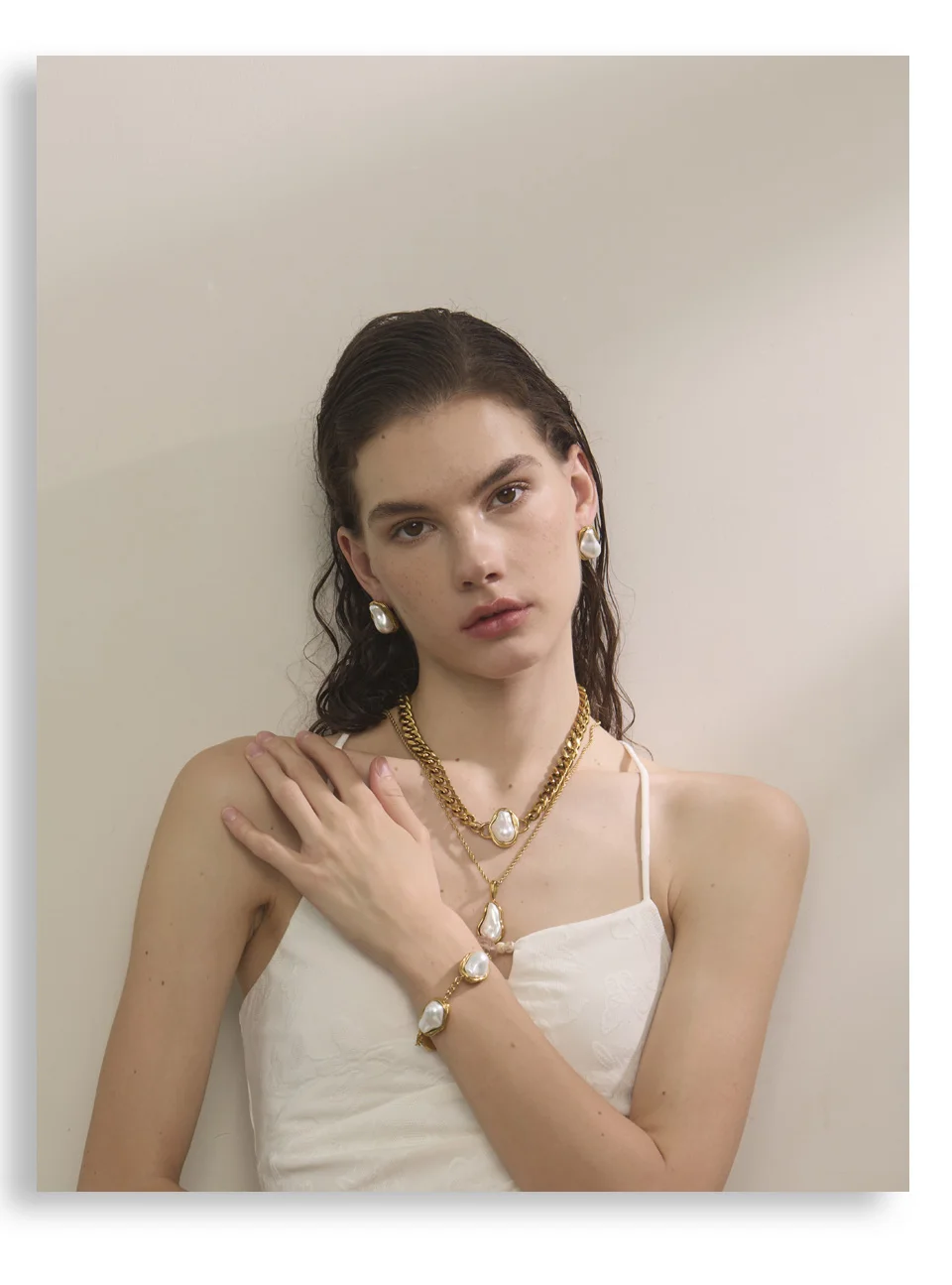 Yhpup Baroque Simulated Pearl Cuban Necklace and Earrings Set - Image 11