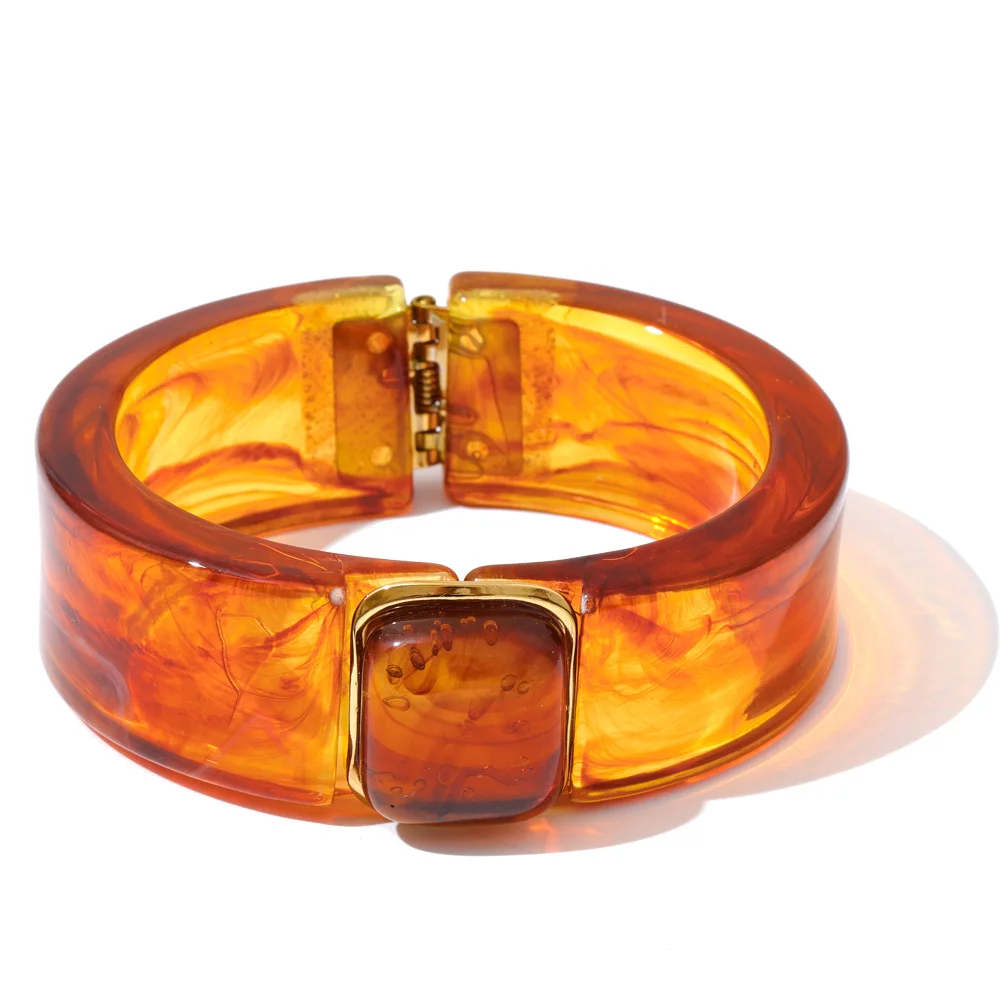 Yhpup Bold Acrylic Cuff Bracelet with Gold-Tone Finish - Image 11