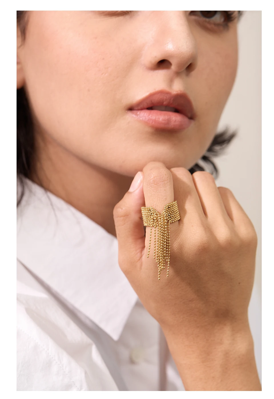 Aura Gold Tassel Ring – 18K PVD Plated Stainless Steel - Image 8