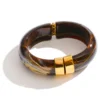 Yhpup Bold Acrylic Cuff Bracelet with Gold-Tone Finish
