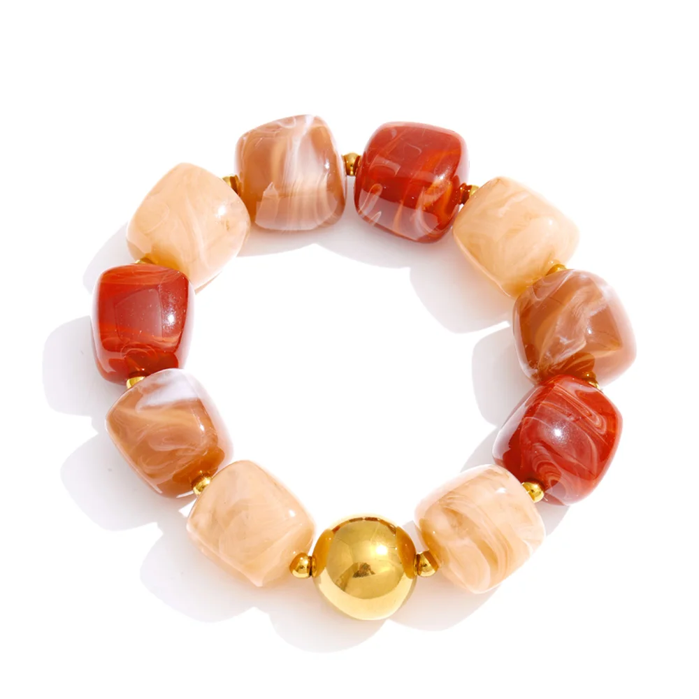 Yhpup Sculpted Amber: Waterproof Square-Bead Jewelry - Image 11